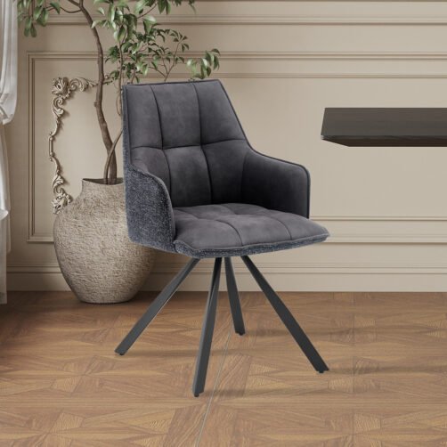 Chaise 'Solenne' Pivotante en tissu noir