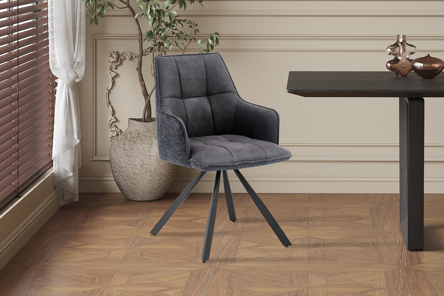 Chaise 'Solenne' Pivotante en tissu noir