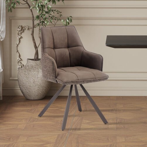 Chaise 'Solenne' Pivotante en tissu brun