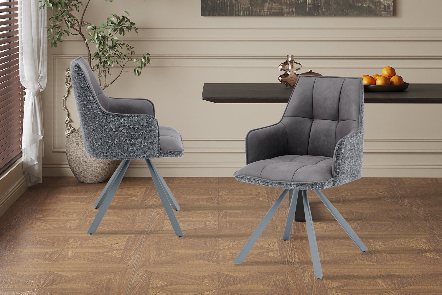 Chaise 'Solenne' Pivotante en tissu gris foncé - Image 2