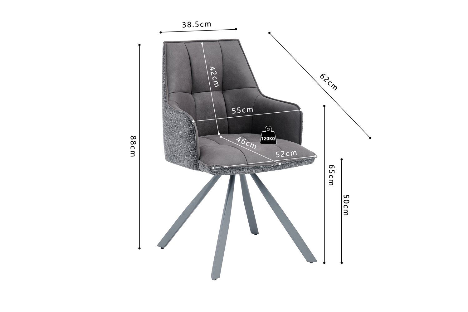 Chaise 'Solenne' Pivotante en tissu gris foncé - Image 10