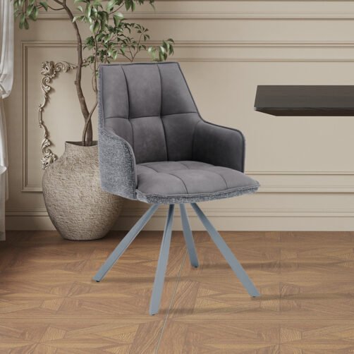 Chaise 'Solenne' Pivotante en tissu gris foncé