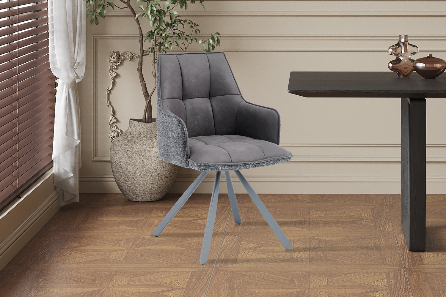 Chaise 'Solenne' Pivotante en tissu gris foncé