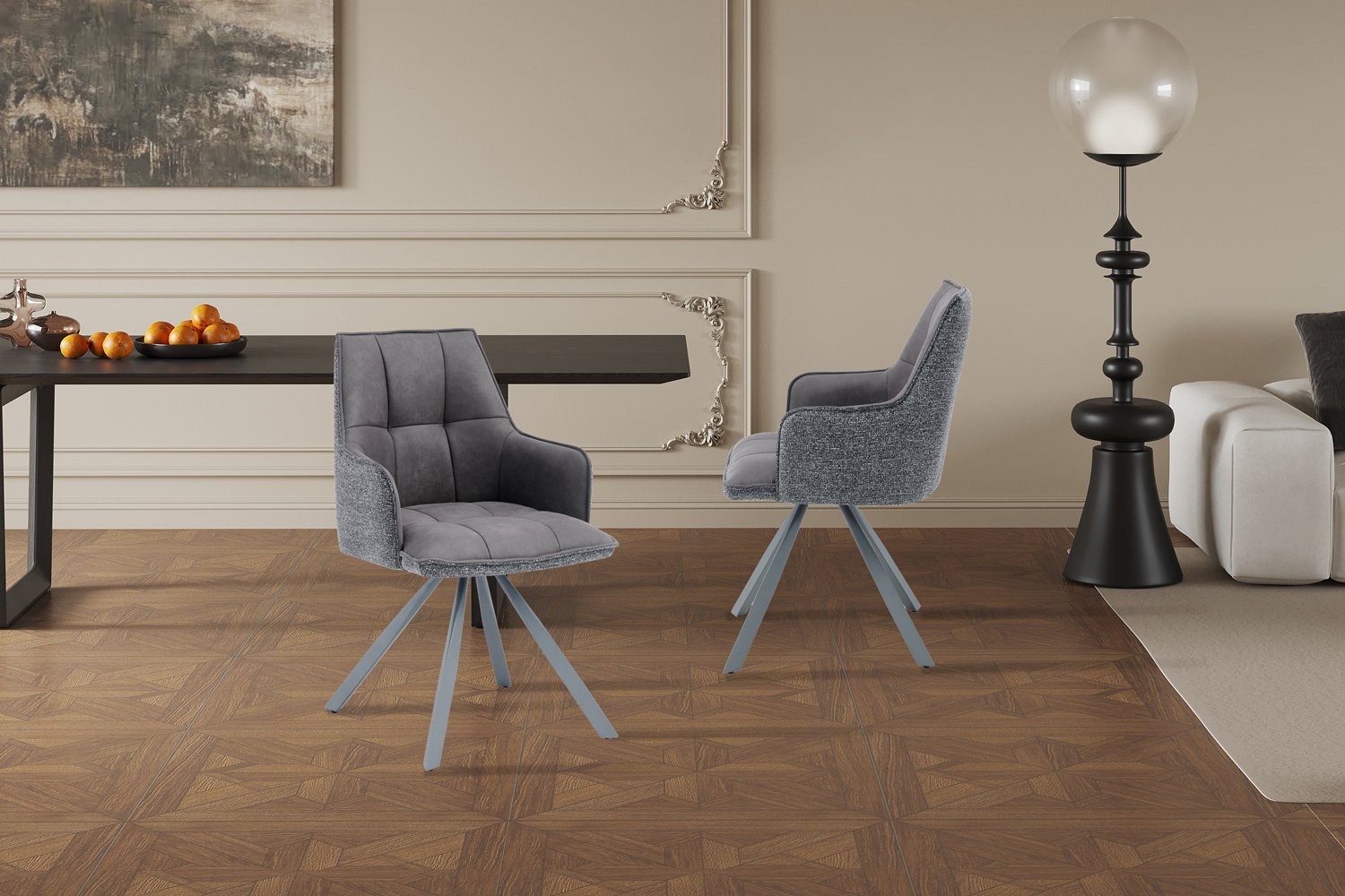 Chaise 'Solenne' Pivotante en tissu gris foncé - Image 3