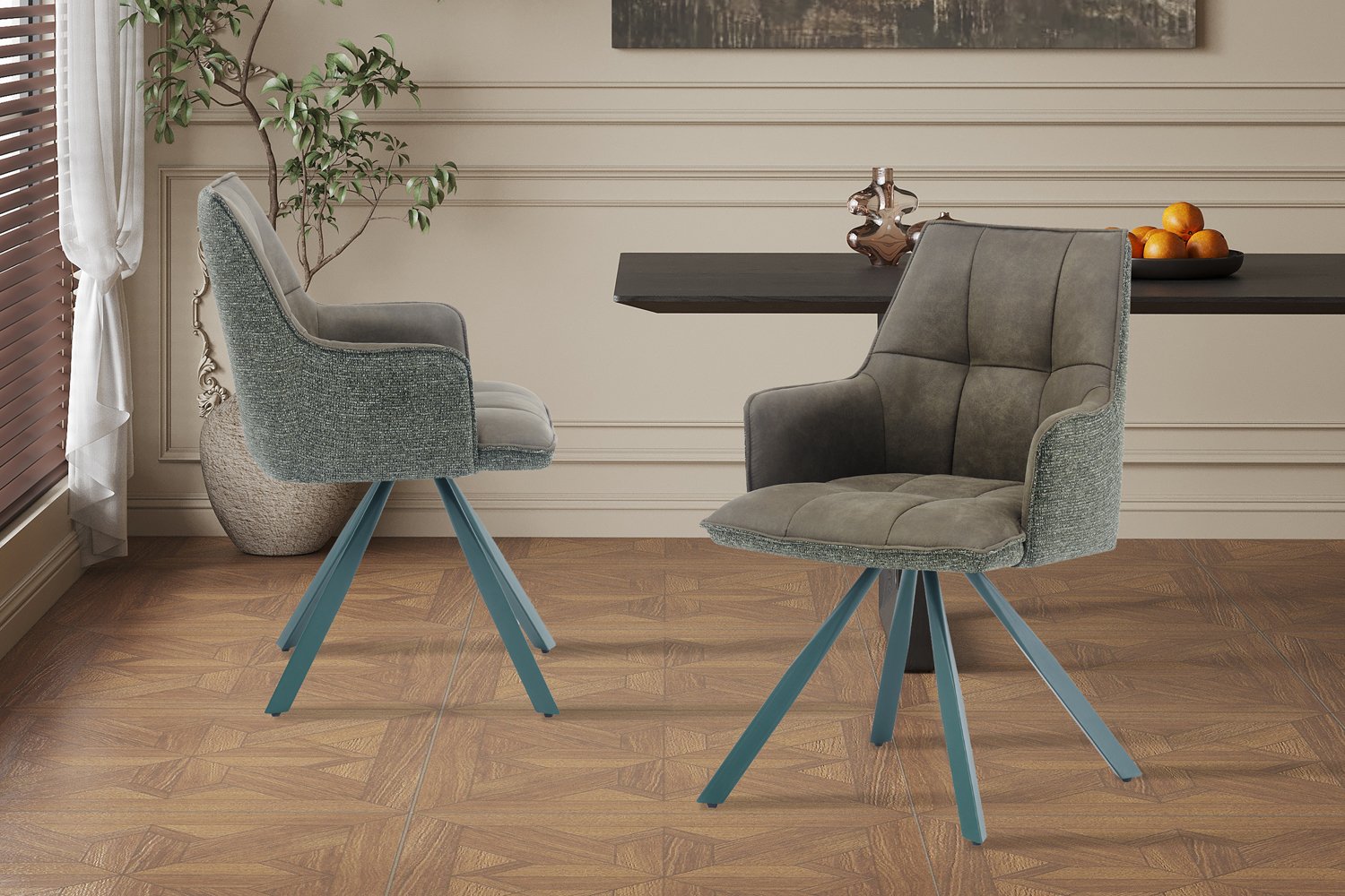 Chaise 'Solenne' Pivotante en tissu vert - Image 2