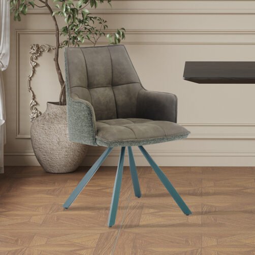 Chaise 'Solenne' Pivotante en tissu vert