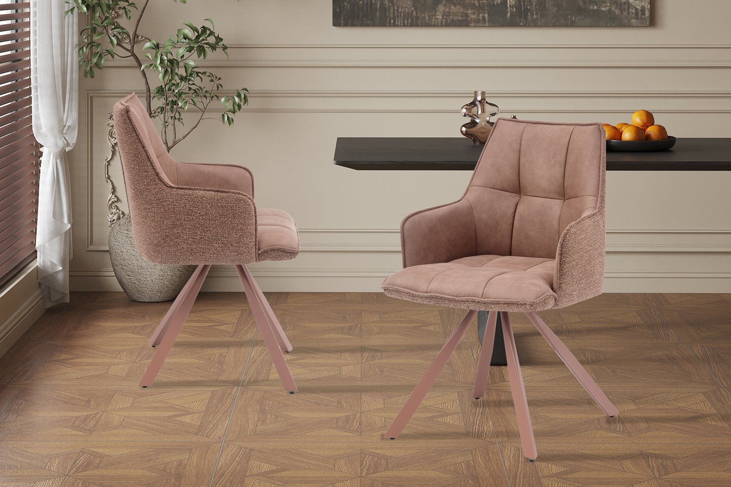 Chaise 'Solenne' Pivotante en tissu rose - Image 2