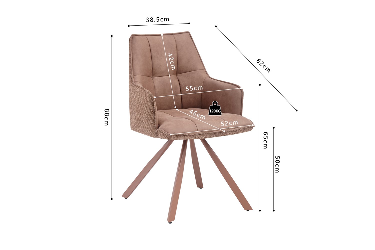 Chaise 'Solenne' Pivotante en tissu rose - Image 9