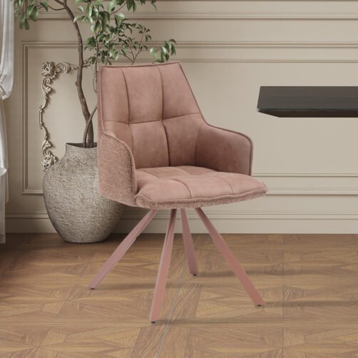 Chaise 'Solenne' Pivotante en tissu rose
