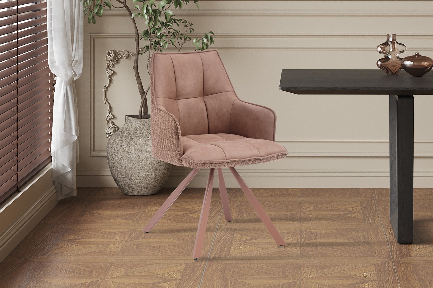 Chaise 'Solenne' Pivotante en tissu rose