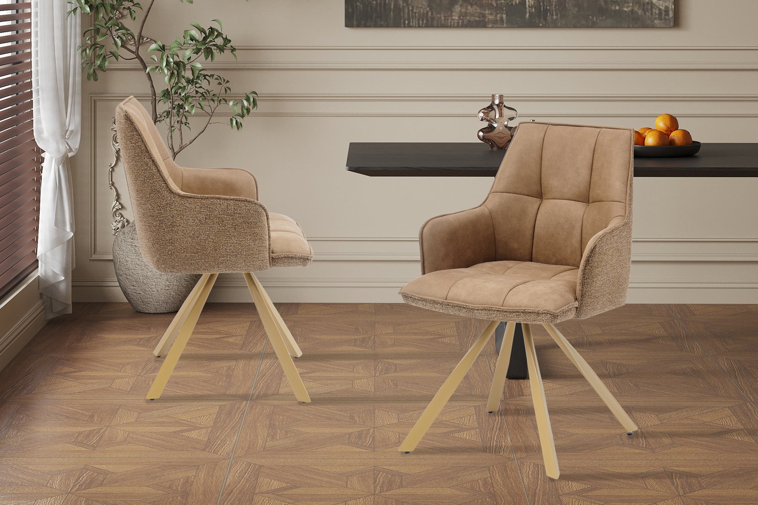 Chaise 'Solenne' Pivotante en tissu jaune - Image 2