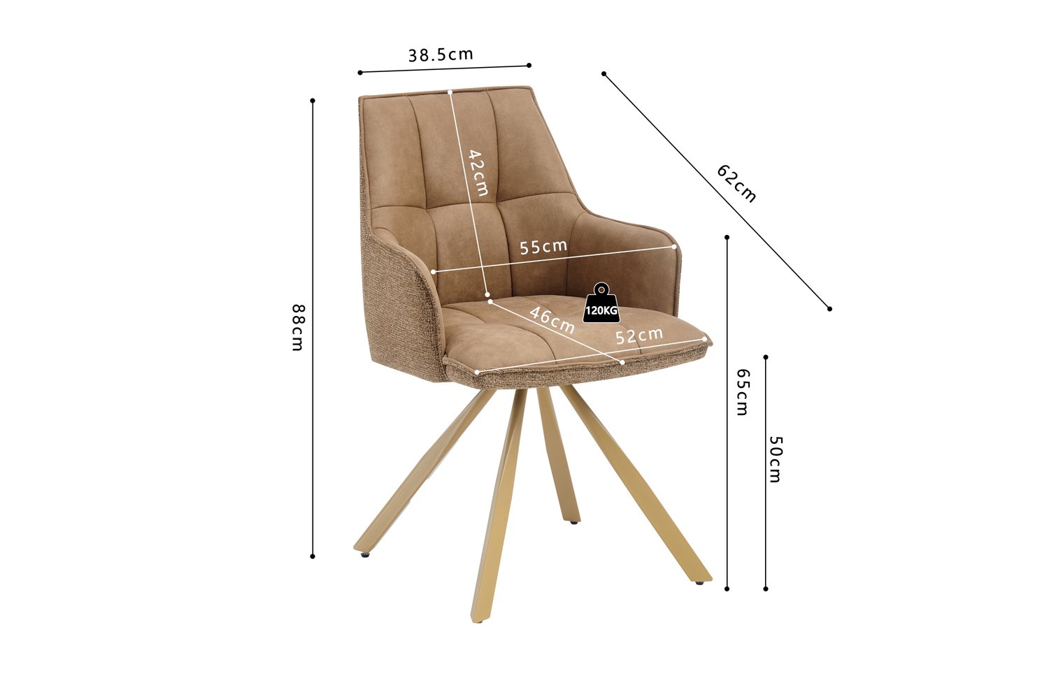 Chaise 'Solenne' Pivotante en tissu jaune - Image 10