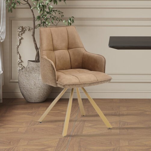 Chaise 'Solenne' Pivotante en tissu jaune