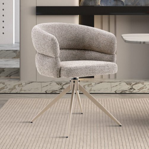 Chaise 'Leonie' Pivotante en tissu poivre - Pied Beige