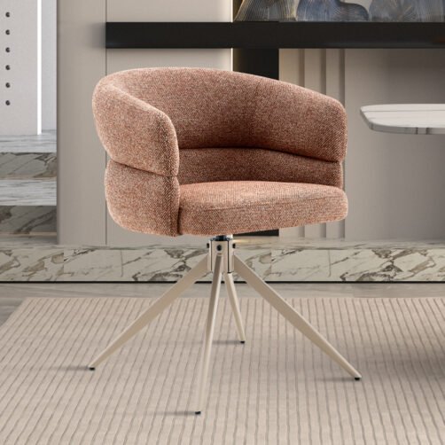 Chaise 'Leonie' Pivotante en tissu rouille - Pied Beige