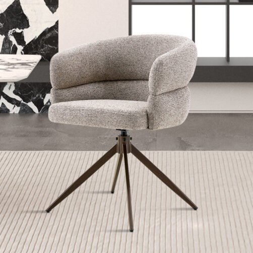 Chaise 'Leonie' Pivotante en tissu poivre - Pied Noyer