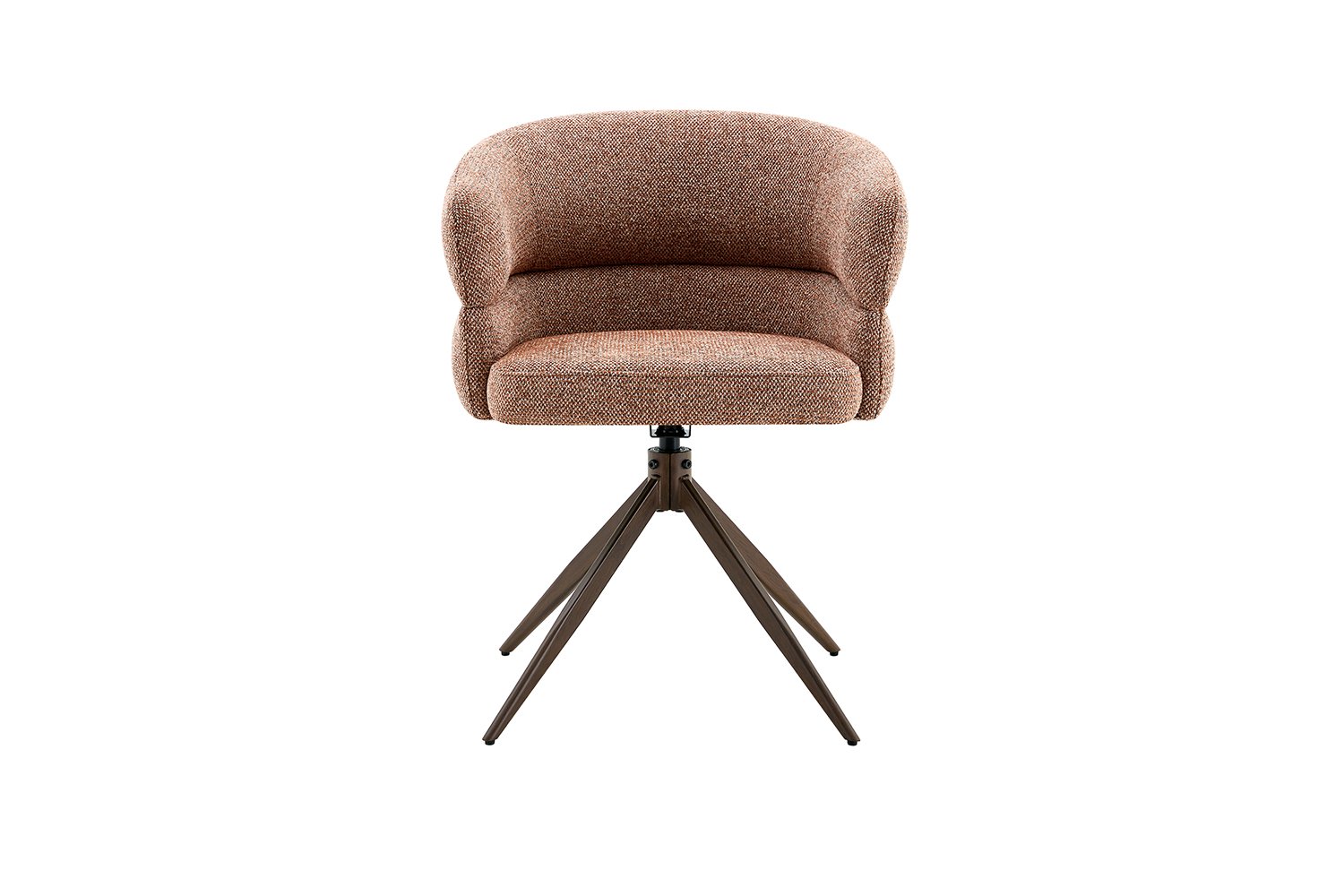Chaise 'Leonie' Pivotante en tissu rouille - Pied Noyer - Image 4