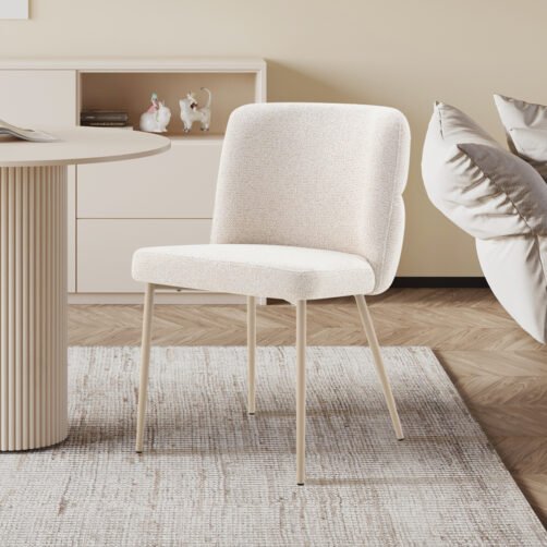 Chaise 'Alix' Tissu Beige - Pied Beige