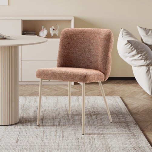 Chaise 'Alix' Tissu Rouille - Pied Beige