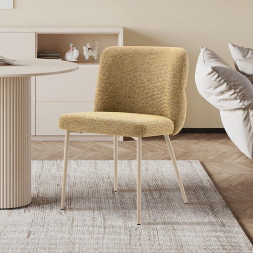 Chaise 'Alix' Tissu Jaune - Pied Beige