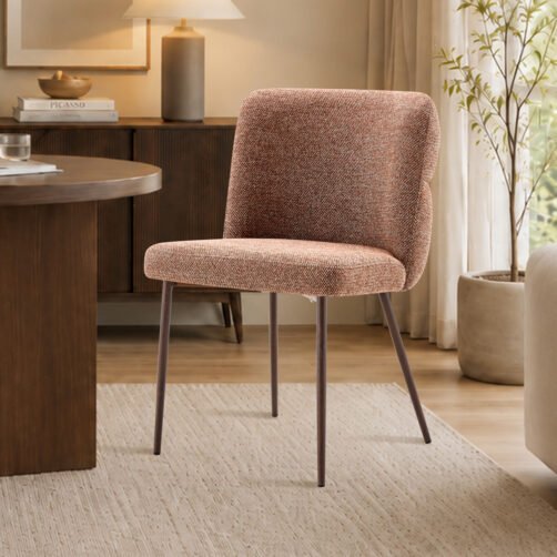 Chaise 'Alix' Tissu Rouille - Pied Noyer