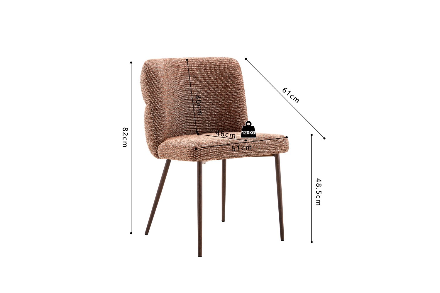Chaise 'Alix' Tissu Rouille - Pied Noyer - Image 9
