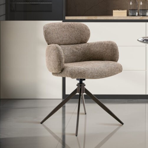 Chaise 'Roxane' noyer Pivotante en tissu poivre