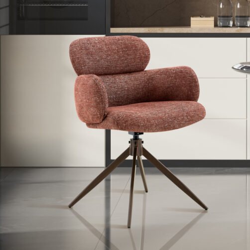 Chaise 'Roxane' noyer Pivotante en tissu rouille