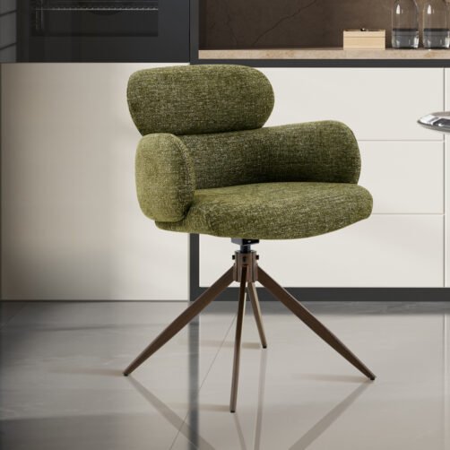 Chaise 'Roxane' noyer Pivotante en tissu Vert