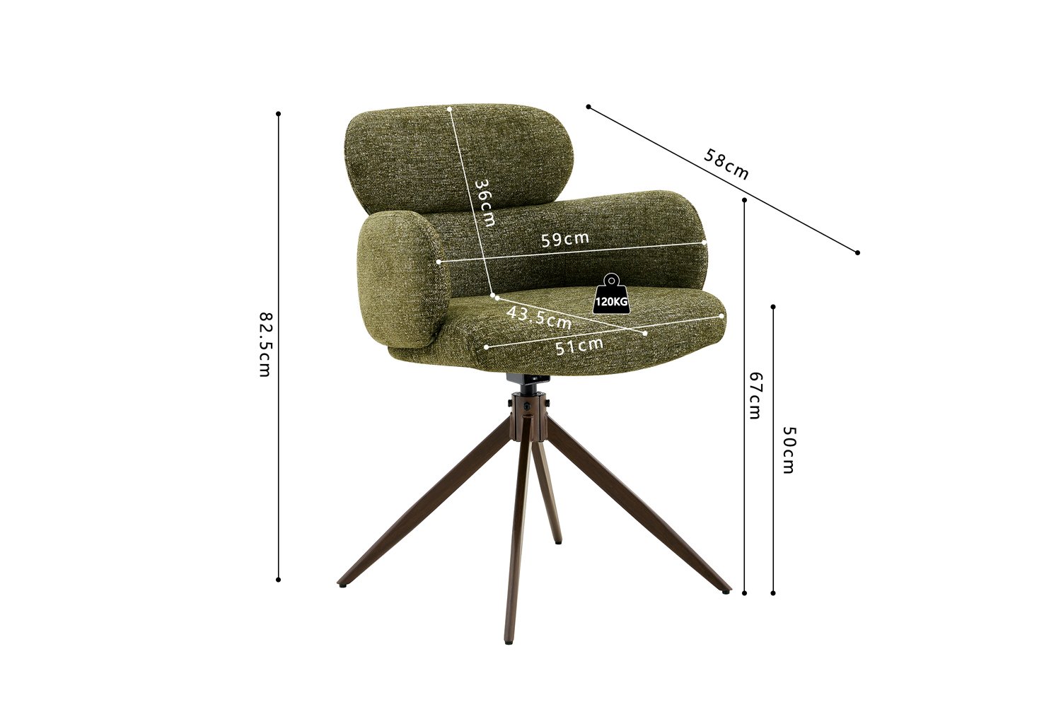 Chaise 'Roxane' noyer Pivotante en tissu Vert - Image 9