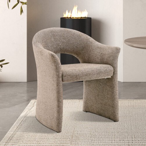 Chaise/Fauteuil en tissu taupe "Charlotte"